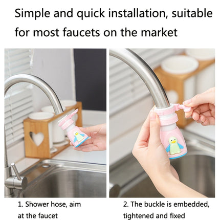 3 PCS Kitchen Penguin Cartoon Faucet Splash-Proof Shower Sprinkler Household Tap Water Extender Universal Water-Saving Filter(Pink)-garmade.com
