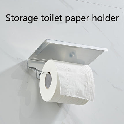 Punch-Free Space Aluminum Kitchen And Toilet Tissue Holder Mobile Phone Rack Roll Paper Holder, Color: Matt-garmade.com