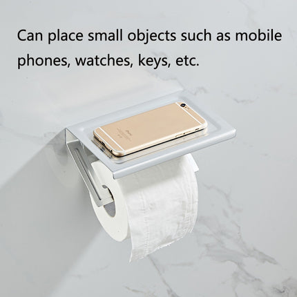 Punch-Free Space Aluminum Kitchen And Toilet Tissue Holder Mobile Phone Rack Roll Paper Holder, Color: Black-garmade.com