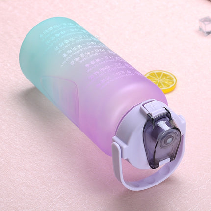 2L Large-Capacity Sports Water Cup Outdoor Drop-Proof Portable Straw Water Bottle(Pink Blue Gradient)-garmade.com