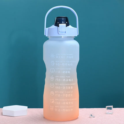 2L Large-Capacity Sports Water Cup Outdoor Drop-Proof Portable Straw Water Bottle(Blue Orange Gradient)-garmade.com
