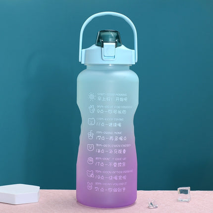 2L Large-Capacity Sports Water Cup Outdoor Drop-Proof Portable Straw Water Bottle(Blue Purple Gradient)-garmade.com