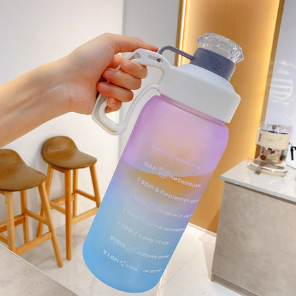 1.6L Diamond Gradient Space Plastic Sports Water Kettle Summer Portable Large-Capacity Straw Cup(White)-garmade.com
