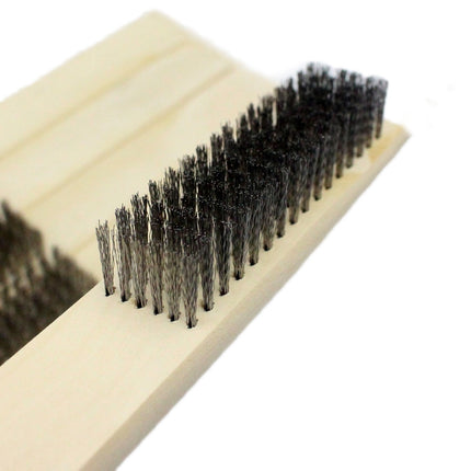 Stainless Steel Wire Brush With Wooden Handle Metal Surface Paint And Rust Cleaning Brush(6-row)-garmade.com