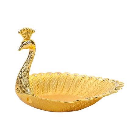 Metal Peacock Fruit Tray Home Living Room Candy And Snack Storage Tray(Gold)-garmade.com