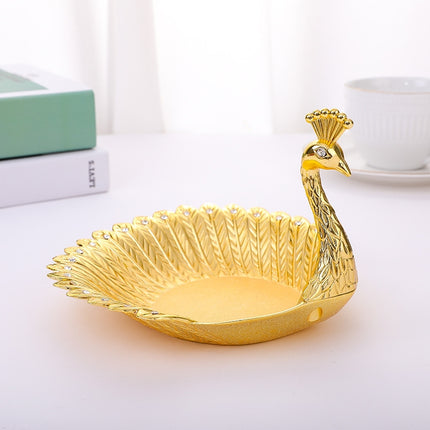 Metal Peacock Fruit Tray Home Living Room Candy And Snack Storage Tray(Gold)-garmade.com