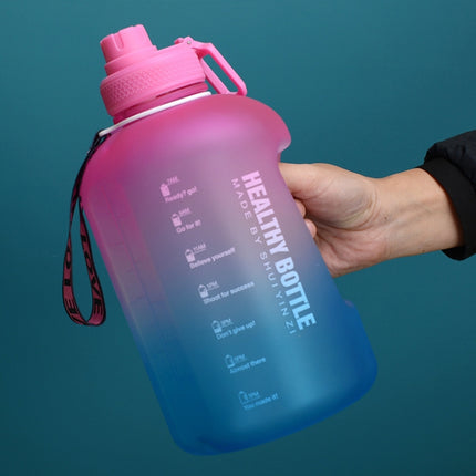 2.2L Large-Capacity Water Cup Sports And Fitness Straw Large Water Bottle Heat-resistant Plastic Barrel(Gradient Rose Red Blue)-garmade.com
