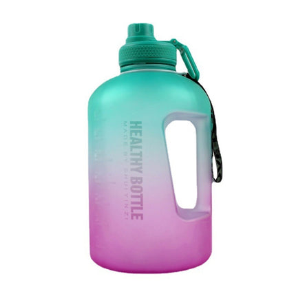 2.2L Large-Capacity Water Cup Sports And Fitness Straw Large Water Bottle Heat-resistant Plastic Barrel(Gradient Green Pink)-garmade.com