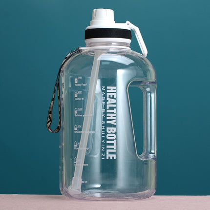 2.2L Large-Capacity Water Cup Sports And Fitness Straw Large Water Bottle Heat-resistant Plastic Barrel(Transparent)-garmade.com