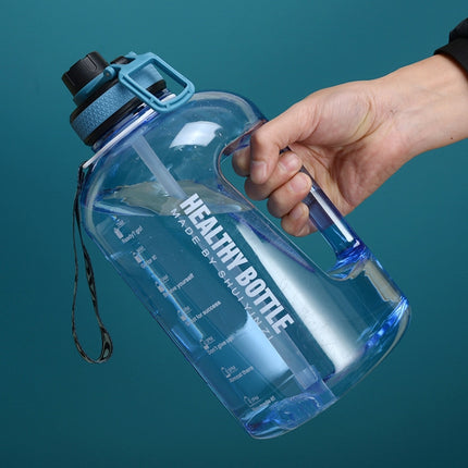 2.2L Large-Capacity Water Cup Sports And Fitness Straw Large Water Bottle Heat-resistant Plastic Barrel(Transparent)-garmade.com