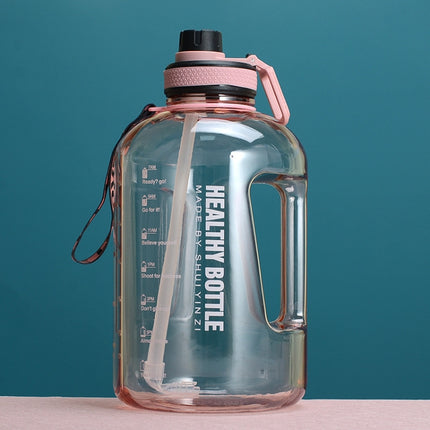 2.2L Large-Capacity Water Cup Sports And Fitness Straw Large Water Bottle Heat-resistant Plastic Barrel(Pink)-garmade.com
