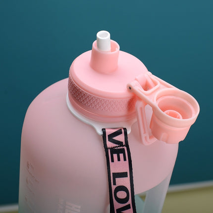 2.2L Large-Capacity Water Cup Sports And Fitness Straw Large Water Bottle Heat-resistant Plastic Barrel(Gradient Pink Green)-garmade.com