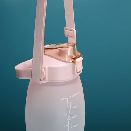 1.1L Portable Large Belly Water Cup High Temperature & Drop Resistant Straw Cup(Gradient Pink)-garmade.com