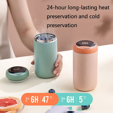 316 Stainless Steel Smart Vacuum Flask Children Portable Mini Display Temperature Cup Big Belly Cup(Maple Leaf Orange)-garmade.com