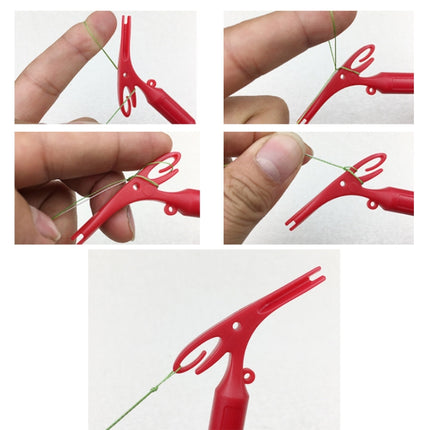 2 PCS 3 In 1 Knotted And Tied Fishing Hook Fishing Tool Multifunctional Hook Retractor(Red Handle)-garmade.com
