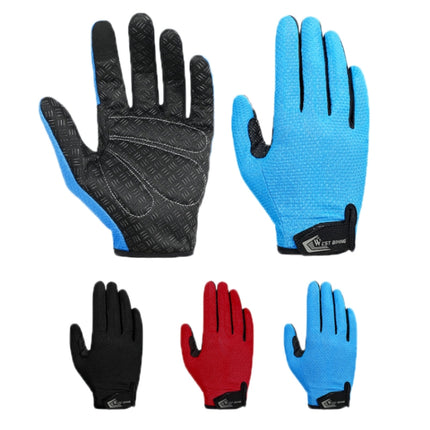 WEST BIKING YP0211223 Full-Finger Gloves For Cycling Shock Absorption Non-Slip Touch Screen Gloves, Size: M(Red)-garmade.com