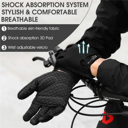 WEST BIKING YP0211223 Full-Finger Gloves For Cycling Shock Absorption Non-Slip Touch Screen Gloves, Size: L(Black)-garmade.com