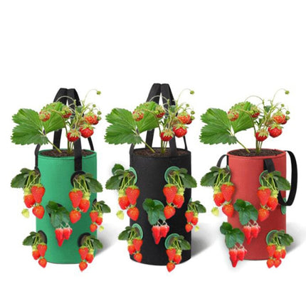 Multi-Mouth Hanging Strawberry Plant Bag With 13 Holes, Size: 20x35cm(Black)-garmade.com