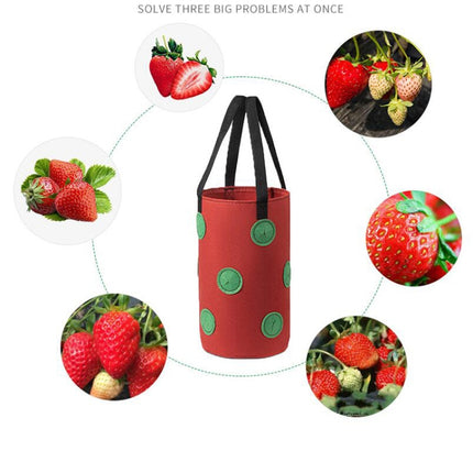 Multi-Mouth Hanging Strawberry Plant Bag With 13 Holes, Size: 20x35cm(Green)-garmade.com