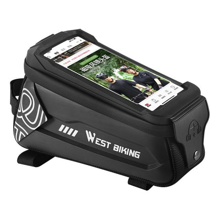 WEST BIKING 2.5L Bicycle Front Beam Mobile Phone Touch Screen Hard Shell Bag(Black)-garmade.com