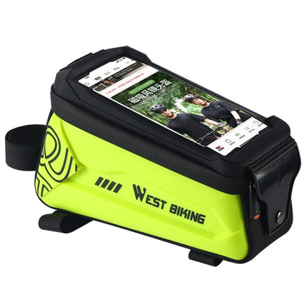 WEST BIKING 2.5L Bicycle Front Beam Mobile Phone Touch Screen Hard Shell Bag(Fluorescent Yellow)-garmade.com