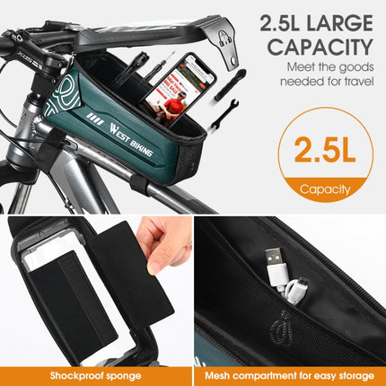 WEST BIKING 2.5L Bicycle Front Beam Mobile Phone Touch Screen Hard Shell Bag(Fluorescent Yellow)-garmade.com