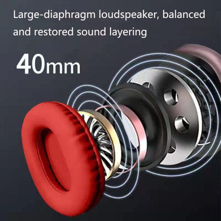 P9 Bluetooth 5.1 Subwoofer Wireless Headset Support AUX / TF Card(Red)-garmade.com