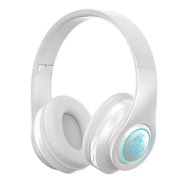 B39 Wireless Bluetooth Headset Subwoofer With Breathing Light Support TF Card(White)-garmade.com