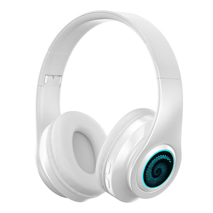 B39 Wireless Bluetooth Headset Subwoofer With Breathing Light Support TF Card(White)-garmade.com