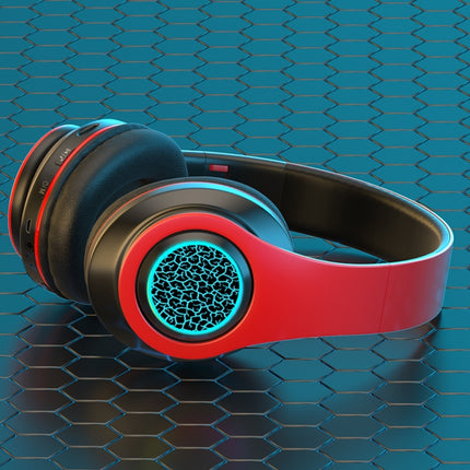 B39 Wireless Bluetooth Headset Subwoofer With Breathing Light Support TF Card(Red Black)-garmade.com