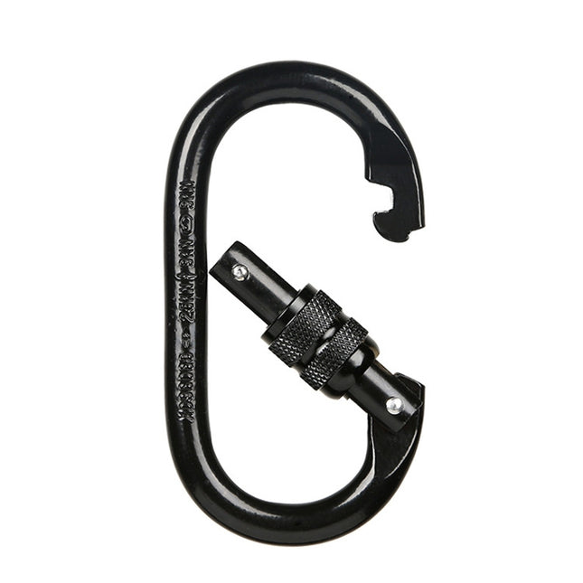 XINDA XDQ96068 Outdoor Equipment Climbing Main Lock Carabiner O-Shaped Steel Lock Wire Buckle Lock(Black)-garmade.com