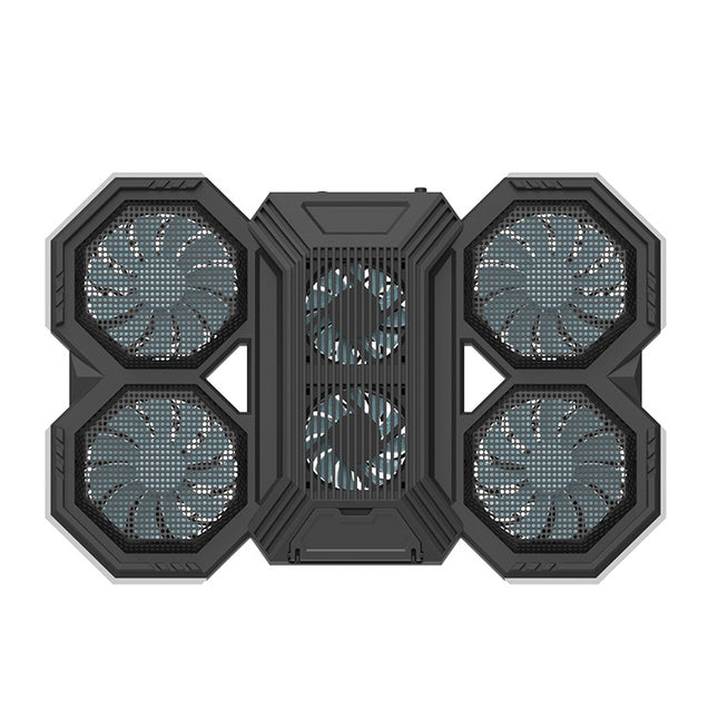 F12 6 Fans USB Semiconductor Computer Radiator Notebook Stand with Phone Holder, Colour: Blue Light-garmade.com
