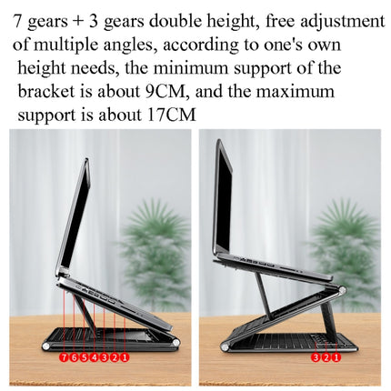 N5 Laptop Stand Portable Double-Layer Multi-Gear Adjustment Heightening Folding Plastic Heat Dissipation Bracket(Elegant Black)-garmade.com