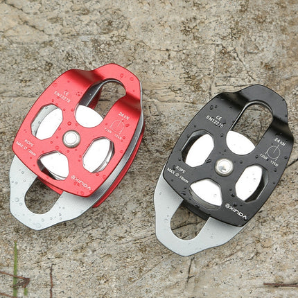 XINDA XD-8613 Outdoor Rock Climbing Jungle Rope Overhead Crossing Side Plate Double Pulley(Red )-garmade.com