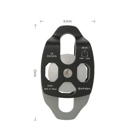 XINDA XD-8613 Outdoor Rock Climbing Jungle Rope Overhead Crossing Side Plate Double Pulley(Black)-garmade.com