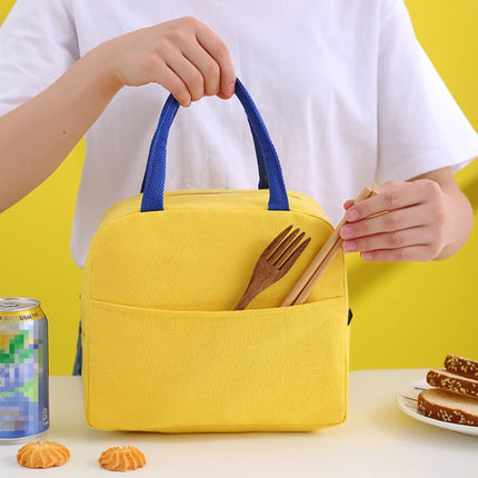 2 PCS Little Yellow Duck Cute Bento Bag Insulation Canvas Lunch Box Bag(Blue)-garmade.com