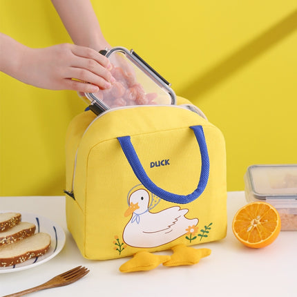 2 PCS Little Yellow Duck Cute Bento Bag Insulation Canvas Lunch Box Bag(Pink)-garmade.com