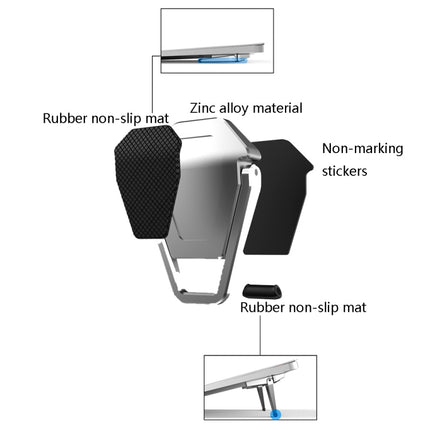 Metal Foldable Heightening Back Sticker Laptop Cooling Bracket(Silver + Black)-garmade.com