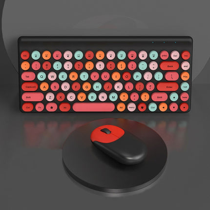 FV-W10 86-Keys 2.4G Wireless Keyboard and Mouse Set(Retro Lipstick)-garmade.com