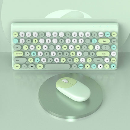 FV-W10 86-Keys 2.4G Wireless Keyboard and Mouse Set(Green Mixed)-garmade.com