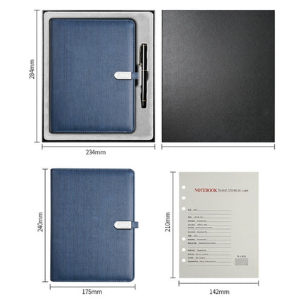 A5 Three-Dimensional Leather Pattern Notebook Set With 16GB U Disk, Specification: U Disk Style(Black)-garmade.com