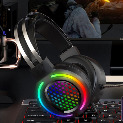 FOREV G99 USB RGBHead-Mounted Wired Headset With Microphone, Style: 7.1 Channel (Colorful Light Black)-garmade.com