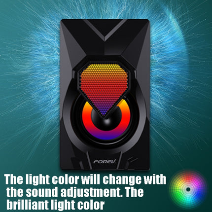 FOREV FV-209 One Pair Digital Mini Speakers Multimedia Colorful Lights Subwoofer Small Speaker-garmade.com