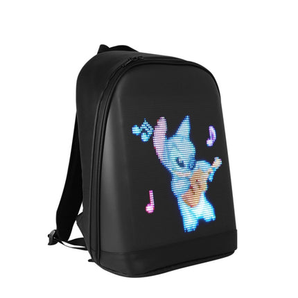 LED Display Backpack Smart Advertising Screen Waterproof PU Backpack, Size: 17 inch(Black)-garmade.com