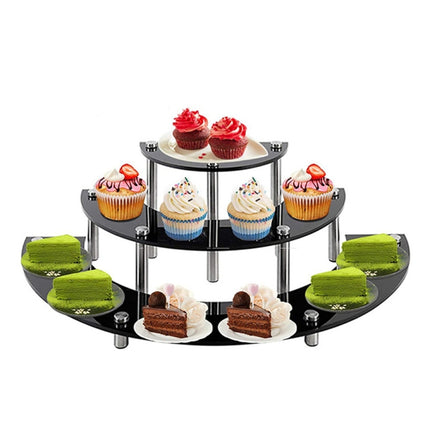 2 PCS 3-Layer Acrylic Cake Display Stand Cosmetic Display Stand(Black)-garmade.com