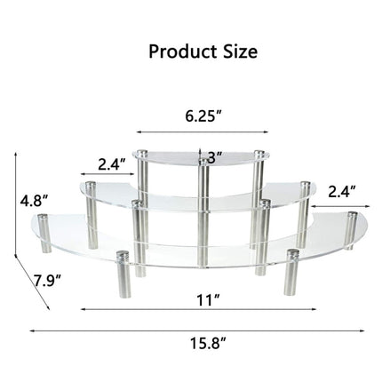 2 PCS 3-Layer Acrylic Cake Display Stand Cosmetic Display Stand(Black)-garmade.com