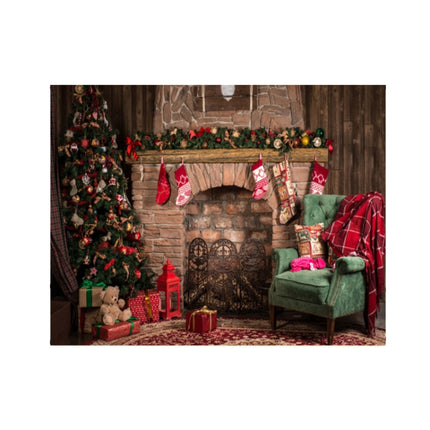 2.1m x 1.5m 3D Christmas Fireplace Studio Background Cloth-garmade.com
