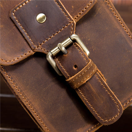 2034 Men Retro Leather Phone Waist Bag(Yellow Brown)-garmade.com