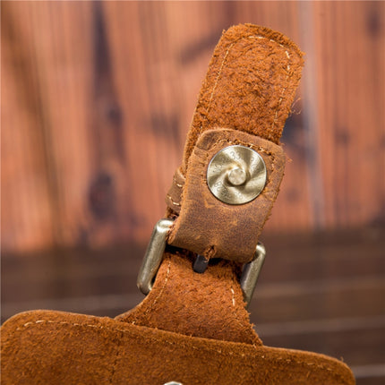 2034 Men Retro Leather Phone Waist Bag(Yellow Brown)-garmade.com