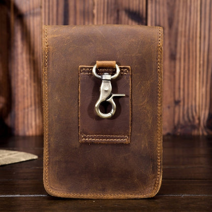 2034 Men Retro Leather Phone Waist Bag(Dark Brown)-garmade.com